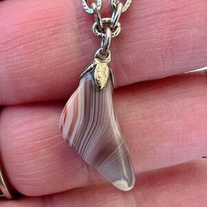 Vintage African Botswana Agate Gemstone Necklace 18" Sunset Stone